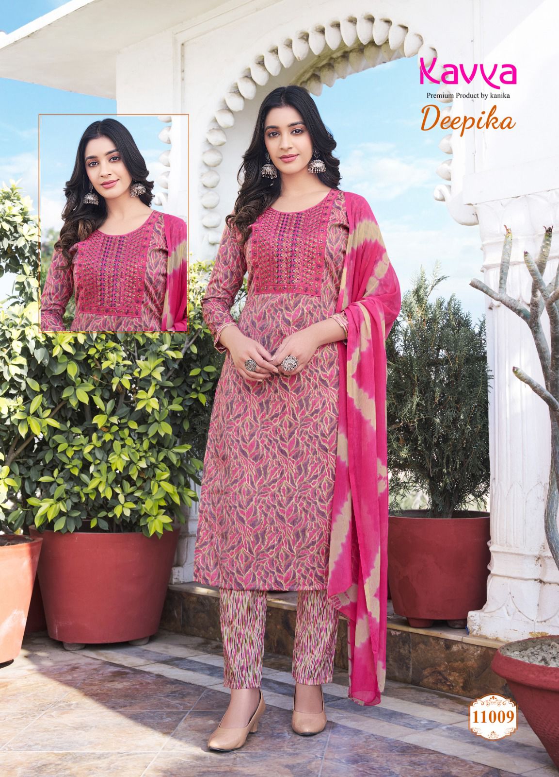 Deepika Vol 11 By Kavya Straight Cut Embroidery Kurti With Bottom Dupatta Wholesale Market
